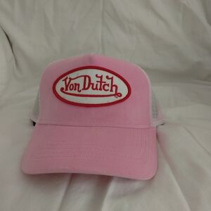 Von Dutch Pink Crush Trucker's Hat Snapback Adjustable Velvet, NWT
